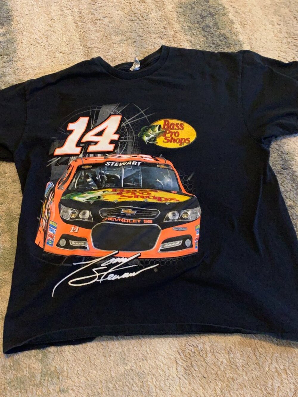 Bass Pro Shops Tony Stewart #14 NASCAR Racing Graphic T-Shirt Black XL